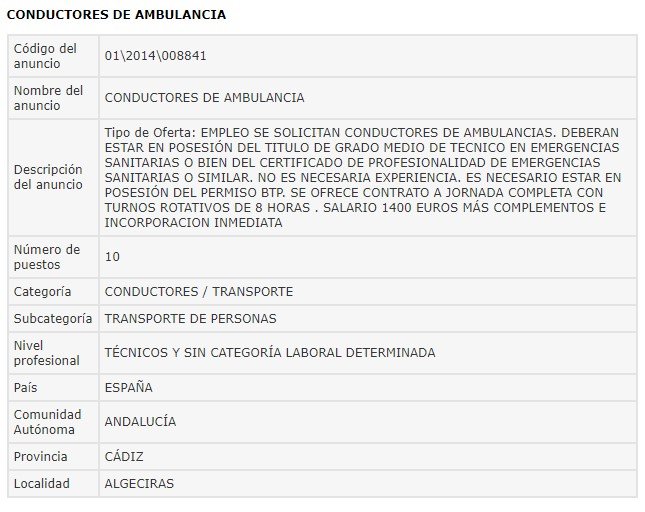 salario conductor ambulancia